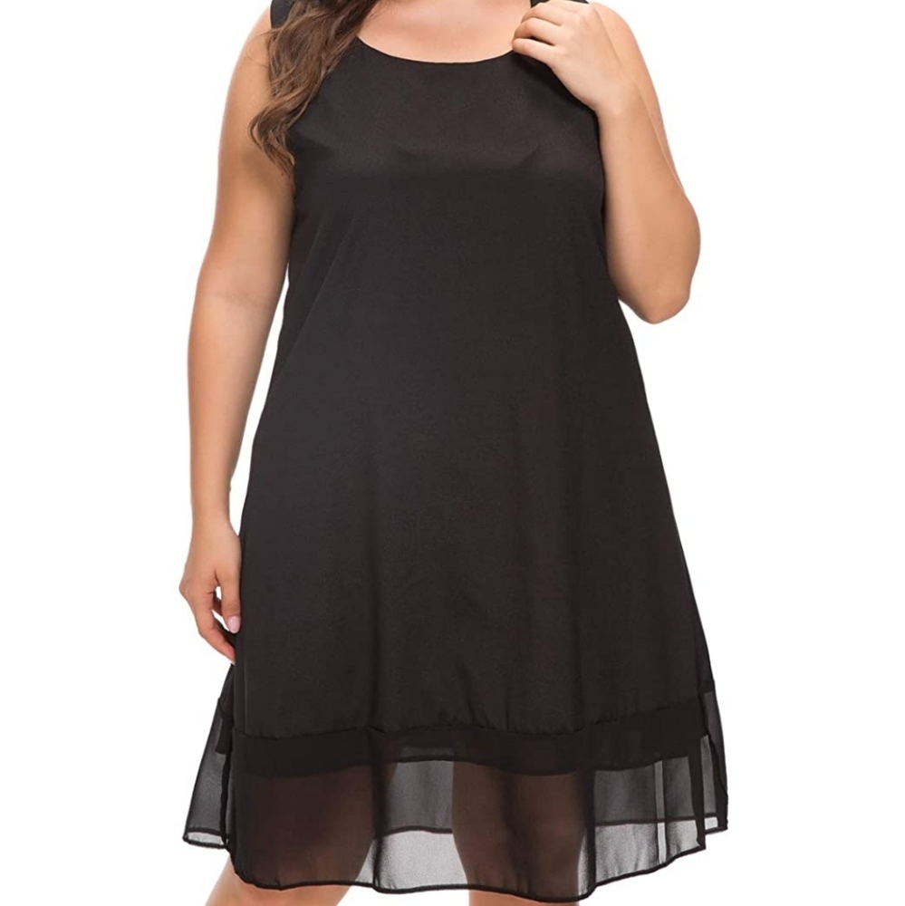 Black chiffon 2 piece scoop neck occassion dress by MISSJOY Size: XX-L